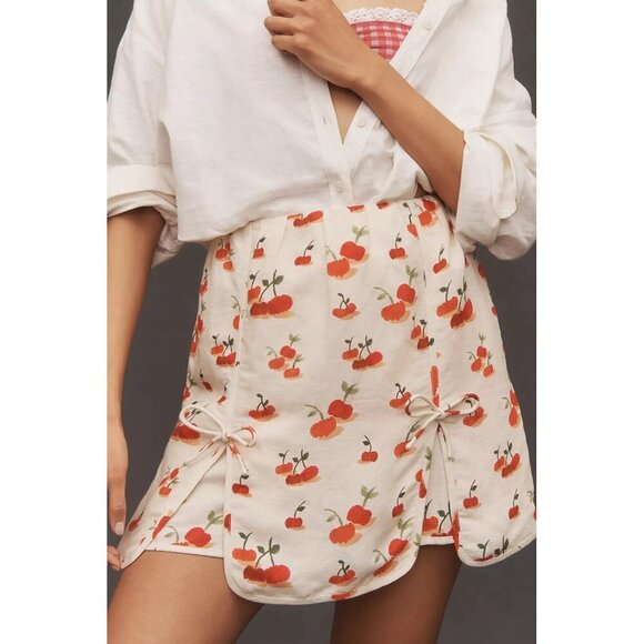 NWT Size S - Farm Rio Cherry Linen Blend Skort (NWT US$ 148) - Picture 5 of 16